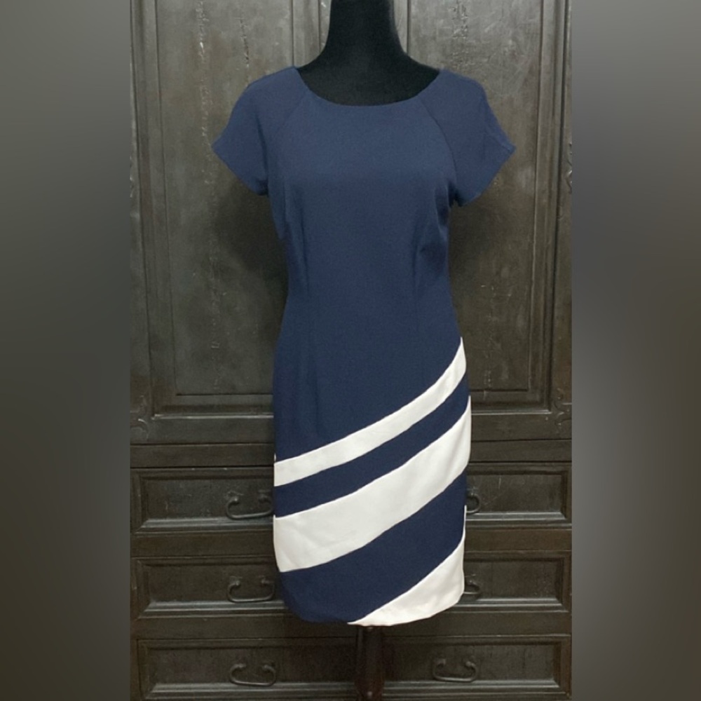 Studio 1 Navy & white stripes dress- size 6